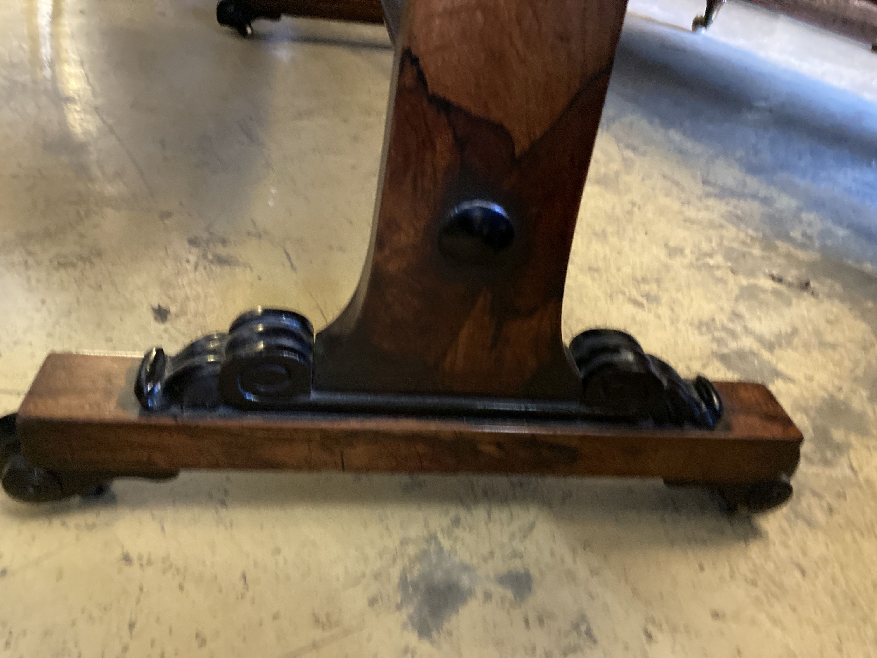 A Victorian rectangular rosewood two drawer library table, width 126cm, depth 66cm, height 76cm